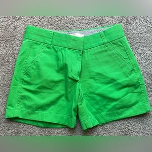 J. CREW BRIGHT GREEN CHINO 5” INSEAM SHORTS SIZE 2